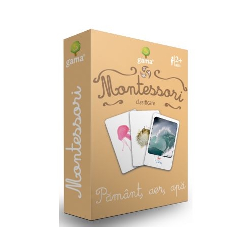Carti de joc Montessori. Clasificare. Pamant, aer, apa