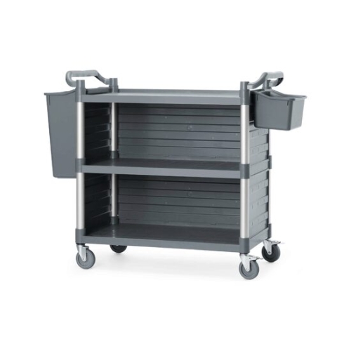 Carucior de serviciu cu panouri laterale, 3 rafturi, 1010x500x(h)960 mm AmberBox