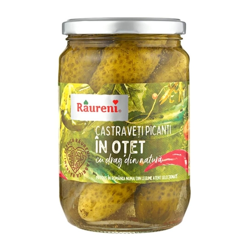 Castraveti picanti in otet, 680g, Raureni