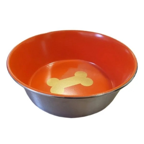 Castron inox interior Portocaliu antiderapant 0,9 l 16 cm 4Dog
