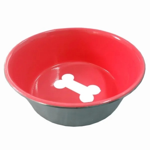 Castron inox interior Rosu antiderapant 0,9 l 16 cm 4Dog