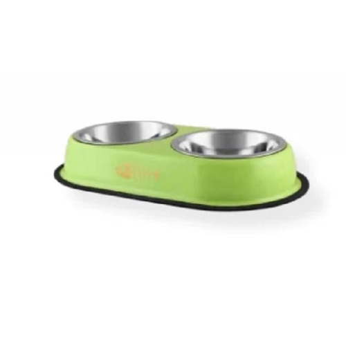 Castron dublu, inox, 2×0,95 l, color,  4DOG