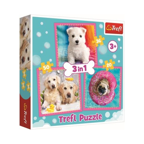Puzzle 3in1 Catelusi la baita, Trefl