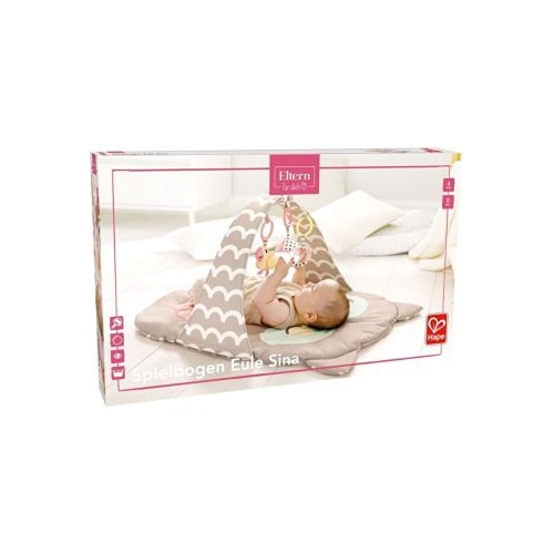 Spatiu de joaca bebelusi Bufnita cu saltea pliabila si 3 jucarii, HAPE