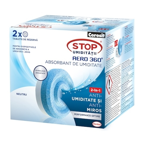 Ceresit Rezerva absorbant umiditate Aero 360 Neutral, 2 buc, 450 g. Produs pentru reducerea umiditati din casa