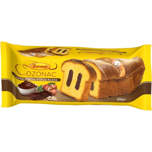 Cozonac crema de ciocolata si alune, 450 g, Boromir