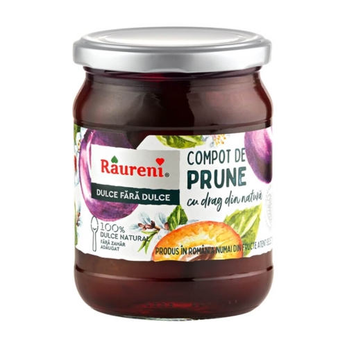 Compot de prune fara zahar, 520 g, Raureni Conserve Raureni