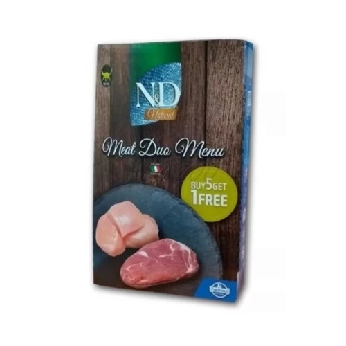 Hrana umeda pisici, 6x70 g, N&D Cat Meat Duo Menu Natural