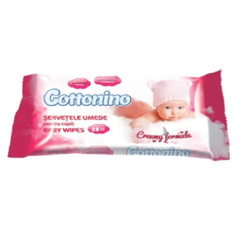 Servetele umede pentru bebelusi Pink, 15 buc, Cottonino. Produs pentru igiena persoanala