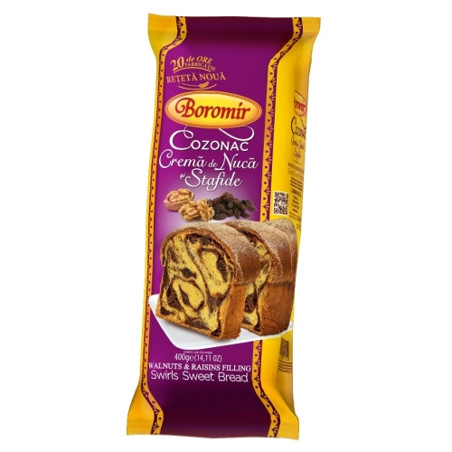 Cozonac Crema de Nuca si Stafide 700 g, Boromir