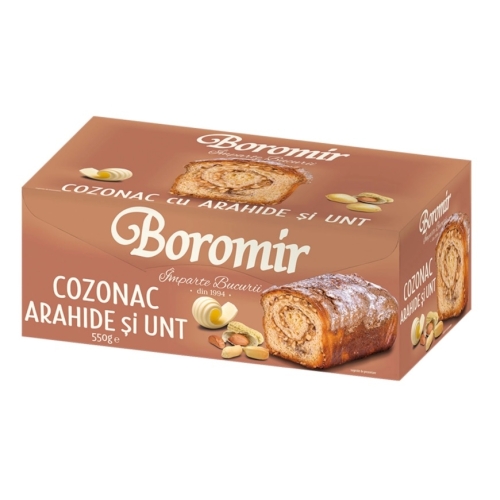 Cozonac cu arahide si unt, 550 g, Boromir