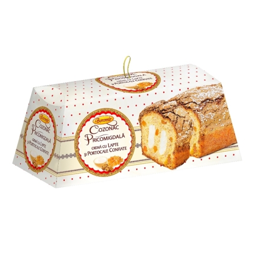 Cozonac Pricomigdala cu crema de lapte si portocale, 500 g, Boromir