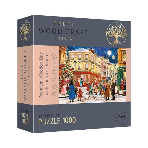 Puzzle din lemn strada pregatita de Craciun 1000 de piese