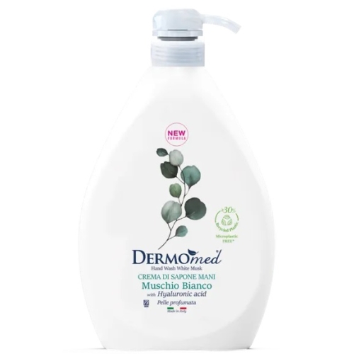 Sapun lichid crema pentru maini DERMOMED cu MOSC ALB 1L. Produs pentru igiena personala