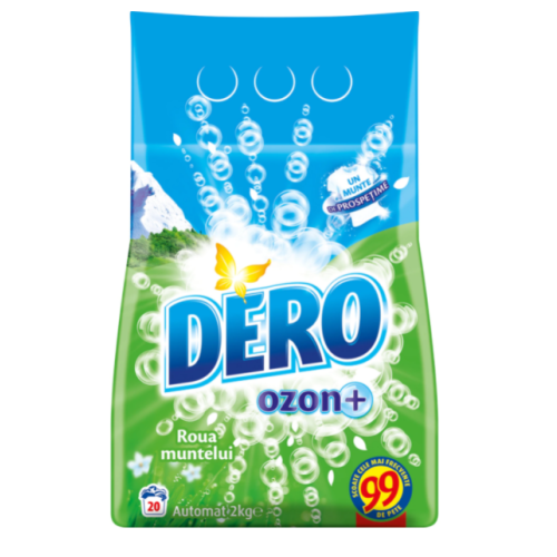 Detergent  automat 2Kg Ozon Roua Muntelui, Dero. Produs pentru curatarea si igienizarea hainelor si rufelor