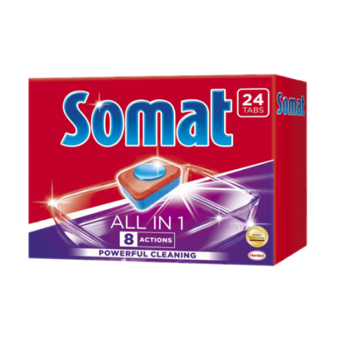 Detergent tablete masina spalat vase, 24 buc, Somat	