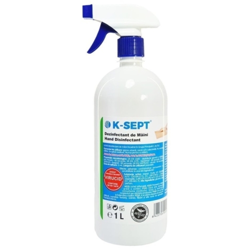 Dezinfectant Virucid  maini pe baza de alcool 75% cu pulverizator 1L, K-SEPT