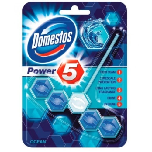 Domestos Odorizant de toaleta Power 5 Ocean, 55 g. Produs pentru curatarea si igienizarea suprafetelor