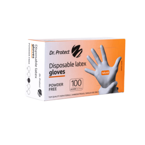 Manusi unica folosinta latex nepudrate marimea L albe, 100buc Dr. Protect	