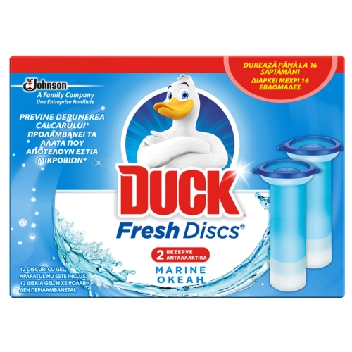 Rezerve odorizant gel pentru vasul toaletei,Fresh Discs Marine, 12 discuri, Duck 