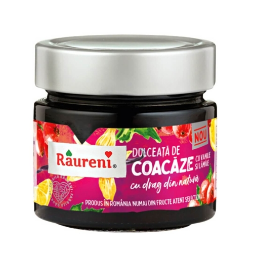 Dulceata coacaze cu vanilie si lamaie, 250 g, Raureni
