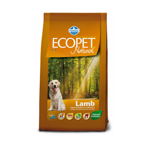 Hrana uscata caini adult de talie medie, cu miel, 2.5 kg, Ecopet Natural