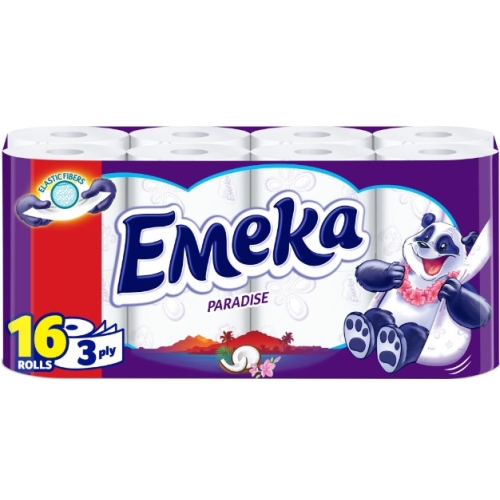 Hartie igienica Paradise, 3 straturi, 16 role, Emeka