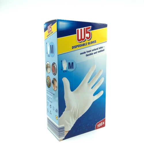W5 Manusi de unica folosinta latex nepudrate marimea M, 100 buc
