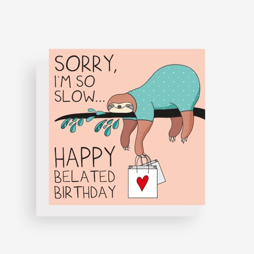 Felicitare Belated Birthday, 7 X 7 cm, Legami