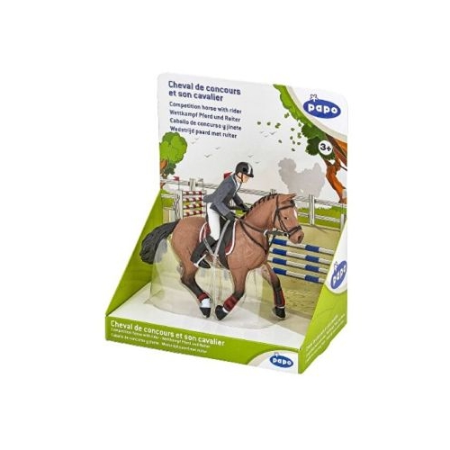 Figurina Cal competitie cu jocheu, Papo