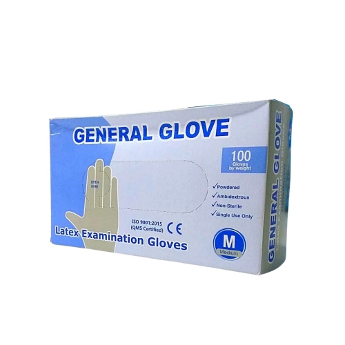 General Glove Manusi de unica folosinta Latex pudrate Marimea M, 100 buc