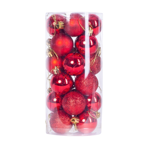 Prosper Set 24 Globulete rosu XMAS, diam. 4 cm, diferite modele