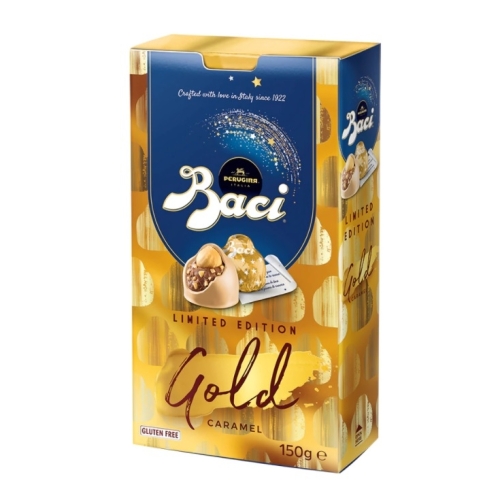 Perugina Baci Praline cu ciocolata alba, caramel si alune de padure, 150 g