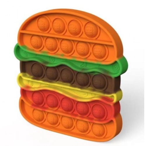 Jucarie antistres din silicon Flippy , pop it now and flip it hamburger portocaliu