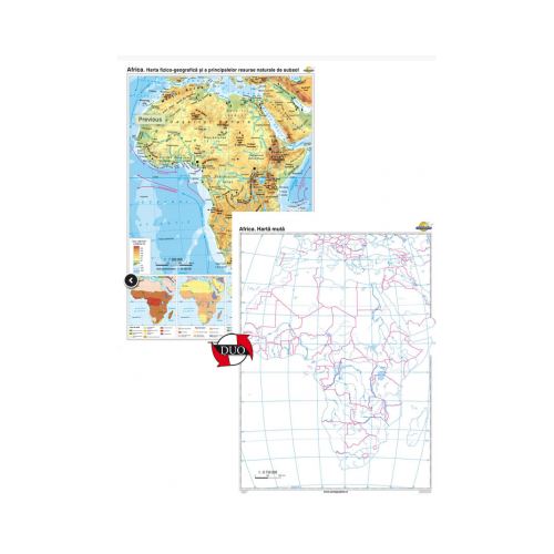 Africa. Harta fizico-geografica si a principalelor resurse naturale de subsol (CR-3119A 120x160 cm)