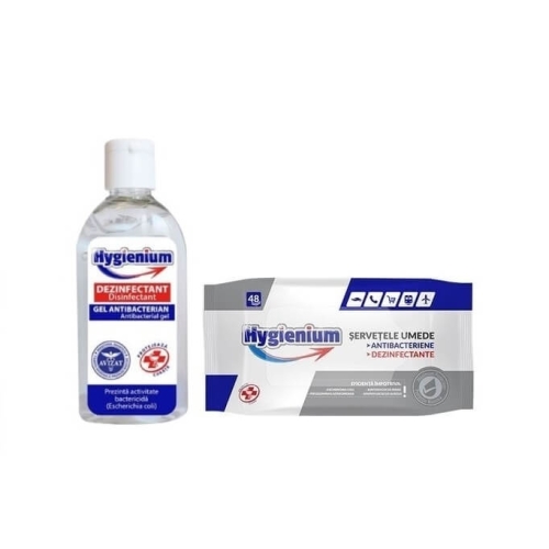 Pachet Hygienium Gel antibacterian pentru maini 50 ml + Servetele umede antibacteriene/dezinfectante 48 bucpe grupdzc.ro✅. Descopera gama copleta de produse la oferte speciale✅!