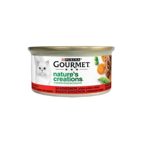 Hrana umeda pentru pisici, bogat in Vita, asezonat cu Mazare si Morcov, conserva 85 g, Purina Gourmet Nature’s Creations 