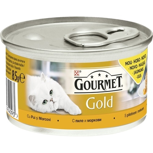 Hrana umeda pentru pisici, cu Pui si Morcov, conserva 85 g, Purina Gourmet Gold Savoury Cake 