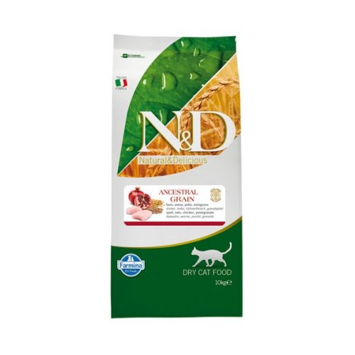 Hrana uscata Pisici Adult, cu pui si rodie, 10 kg, N&D Ancestral Cat