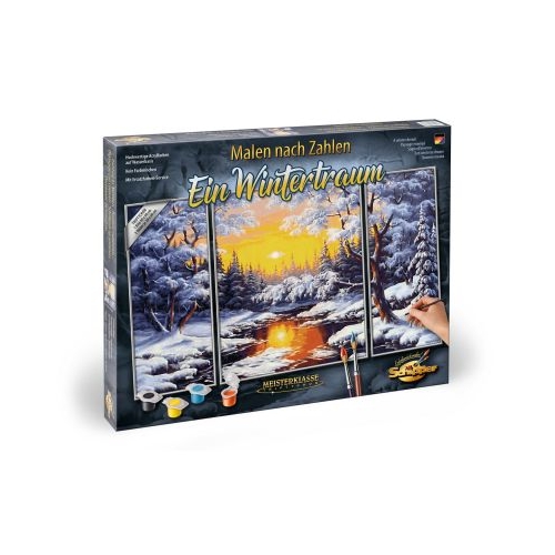 Kit pictura pe numere iarna, 3 tablouri, Schipper