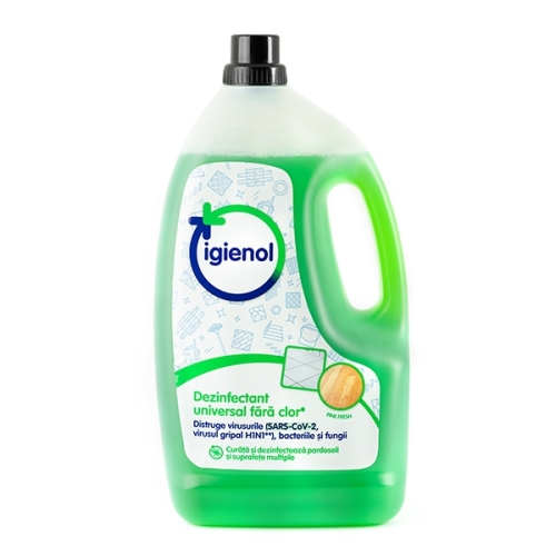 Igienol Virucid Dezinfectant universal fara clor Pine Fresh 4 L, avizat Ministerul Sanatatii Dezinfectant suprafete baie / bucatarie Igienol