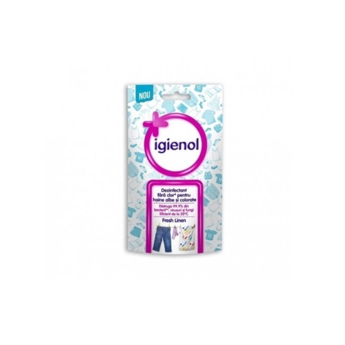 Igienol Virucid Dezinfectant lichid pentru haine Fresh Linen 100ml, avizat Ministerul Sanatatii. Produs igienizare rufe