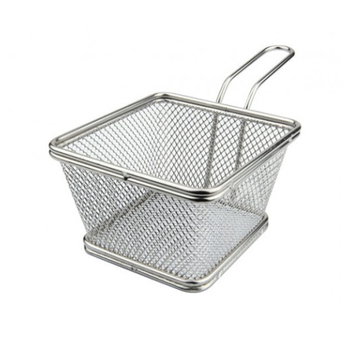 Mini cos metalic pentru servire, inox, dimensiune 120x120x70h mm