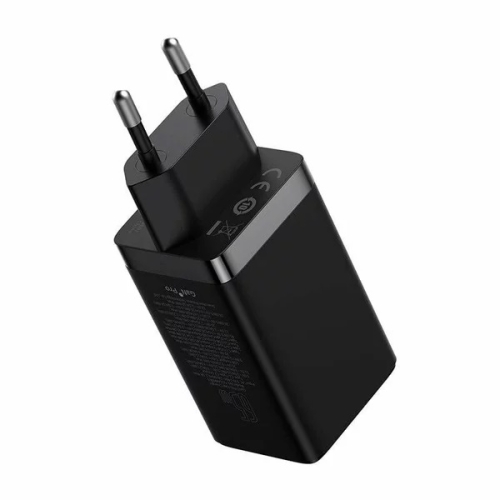 Incarcator retea Baseus GaN5 Pro, 65W, 2x USB-C, 1x USB (cablu USB-C la USB-C inclus), Negru