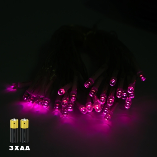 Instalatie Cu Baterii, 80 Leduri, Roz