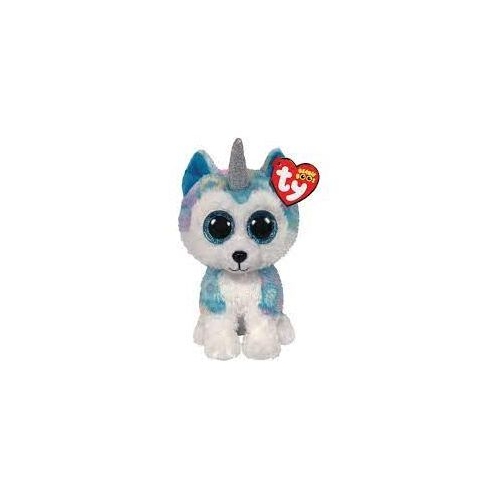 Jucarie de plus Beanie Boos, Catelusa Husky Unicorn, 15 cm, TY