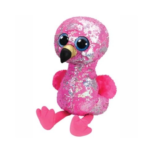 Jucarie de plus Beanie Boos, Flamingo, cu paiete, 42 cm, roz, TY