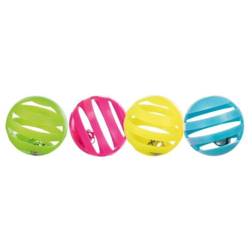 Jucarie Pentru Pisici, Set 4 X Mingi Plastic, Cu Clopotel, 4 cm