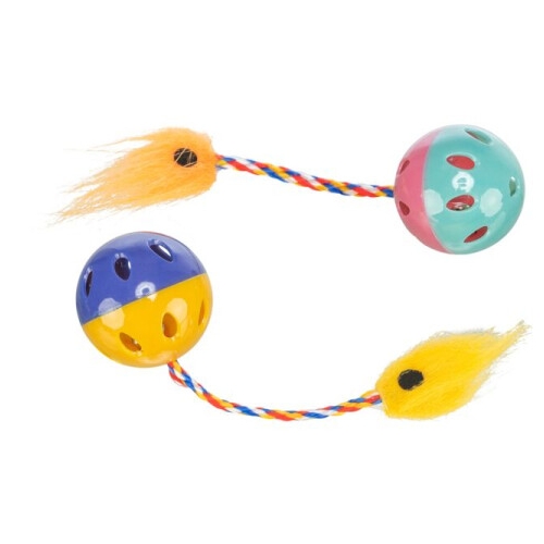  Jucarie Pentru Pisici, Set 2 X Mingi Zornaitoare Cu Codite, 4 cm,  4165
