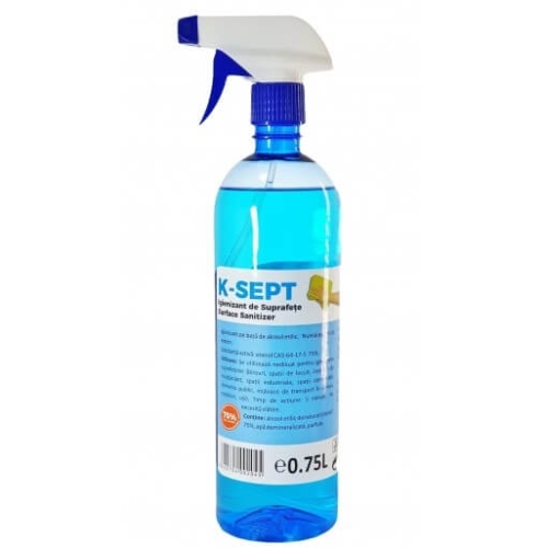 K-SEPT Virucid Dezinfectant suprafete pe baza de alcool 75%, cu pulverizator, 750 ml. Produs antibacterian suprafete